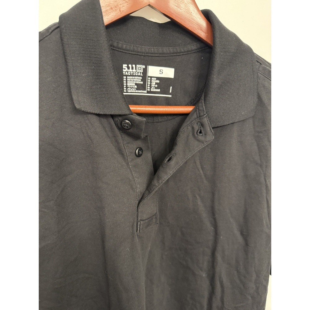 5.11 TACTICAL SHORT SLEEVE SHIRT BLACK POLO PULLOVER POLYESTER MENS SIZE S SMALL